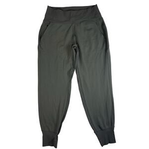 Athleta Womens Joggers Medium Gray Ribbed Waist Athletic Travel Pants